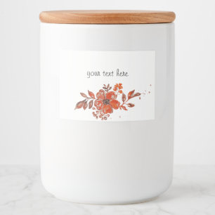 Watercolor Orange Floral Food Label