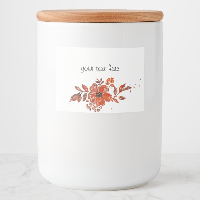 Watercolor Orange Floral Food Label (Front)