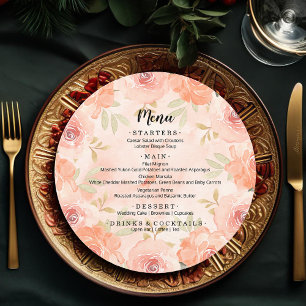 Watercolor Orange Floral Menu