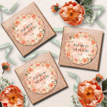 Watercolor Orange Floral Wedding Classic Round Sticker<br><div class="desc">Beautiful orange watercolor flowers and elegant leaves highlight these round stickers with your wording in chic lettering. Perfect for weddings,  bridal showers and more. MATCHING items in our store.</div>