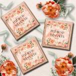Watercolor Orange Floral Wedding Square Sticker<br><div class="desc">Elegant orange watercolor flowers and elegant leaves highlight these square stickers. Use for wedding or bridal shower party favours,  envelope seals or whatever you choose. MATCHING items in our store.</div>