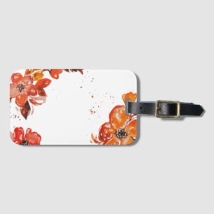Watercolor orange flower compact mirror luggage tag