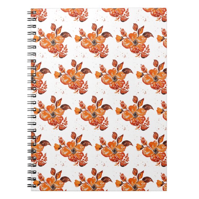 Watercolor orange flower notebook (Front)
