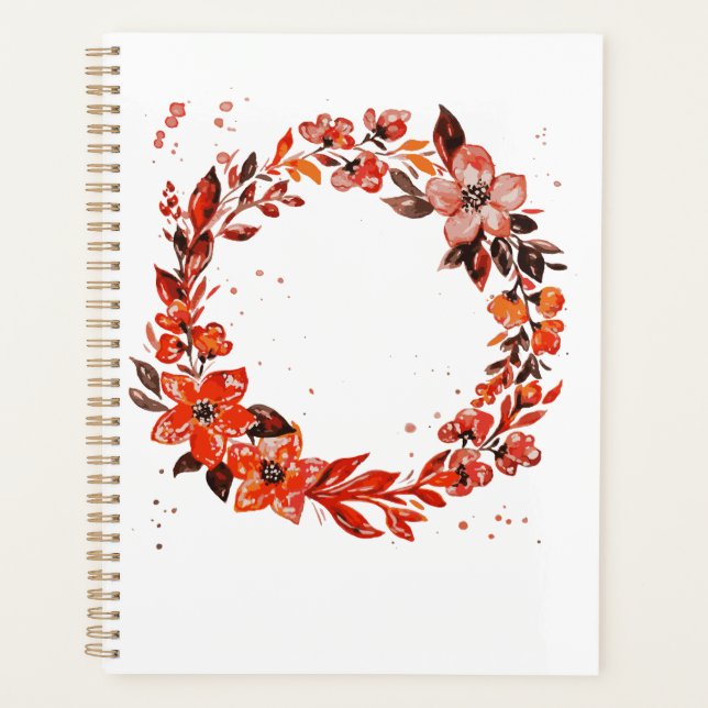 Watercolor orange flowers planner (Front)