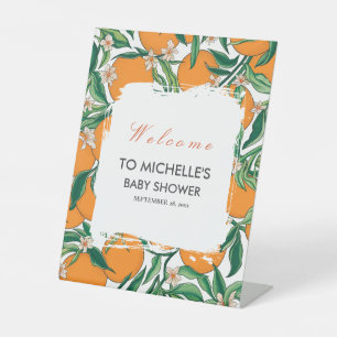 Watercolor Orange fruit Baby Shower Welcome Pedes Pedestal Sign