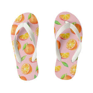 Watercolor Orange Fruit Pattern Kid's Jandals