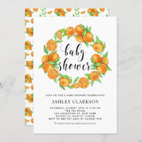 Watercolor Orange Fruit Wreath Summer Baby Shower