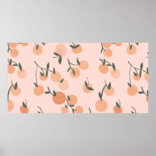 Watercolor orange fruits seamless pattern poster