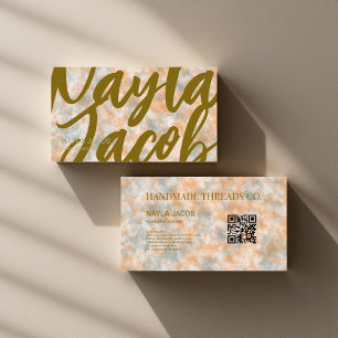 Watercolor Orange & Grey Handmade Clothing Business Card