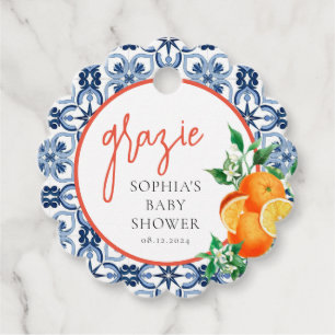 Watercolor Orange Italian Grazie Favour Tags