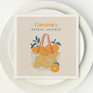 Watercolor Orange Juice Bridal Branch & Lunch  Napkin
