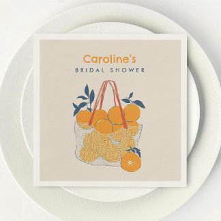 Watercolor Orange Juice Bridal Branch & Lunch  Napkin