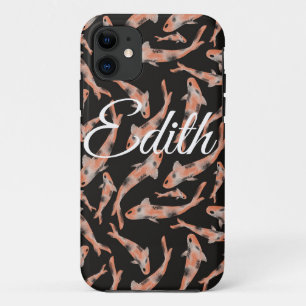 Watercolor Orange Koi Fish Black Personalised Case-Mate iPhone Case