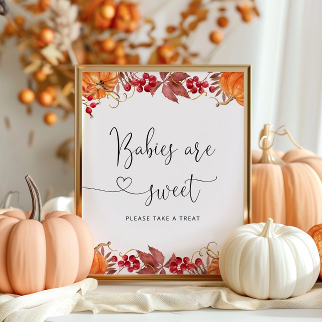 Watercolor orange little pumpkin Babies are sweet Poster (Creator Uploaded)