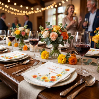 Watercolor Orange Marigold Floral Birthday  Napkin