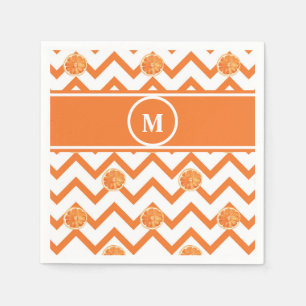Watercolor orange monogram personalized napkin