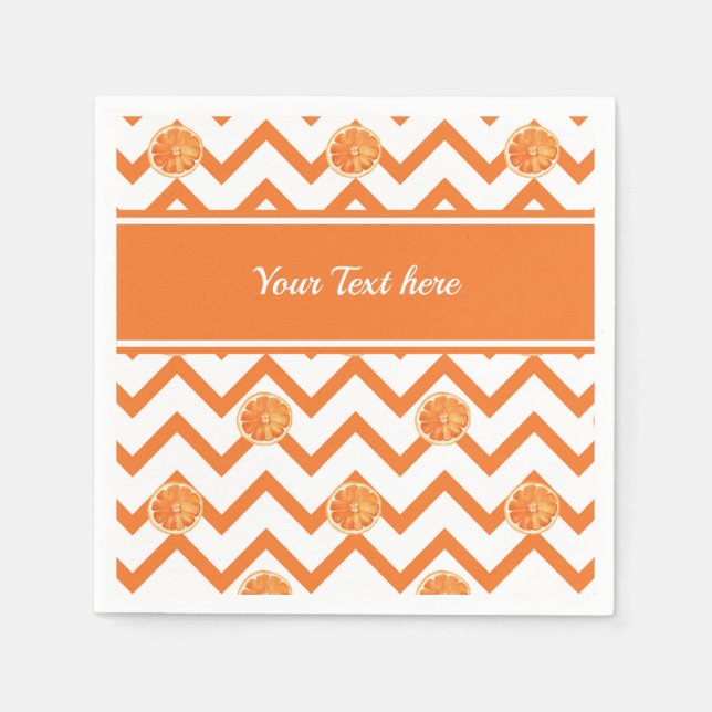 Watercolor orange pattern with text personalised napkin (Front)