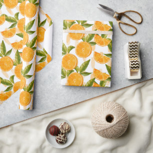 Watercolor Orange Pattern Wrapping Paper