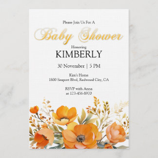 Watercolor Orange Poppies Invitation