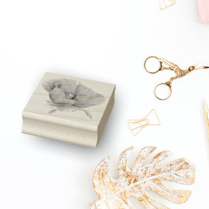 Watercolor Orange Poppy  Rubber Stamp