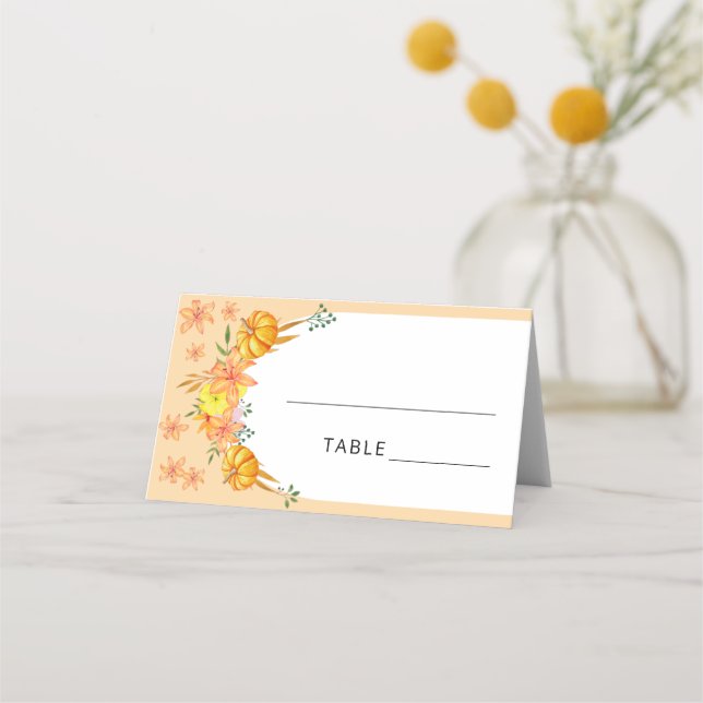 Watercolor Orange Pumpkin Arch place card (Front)