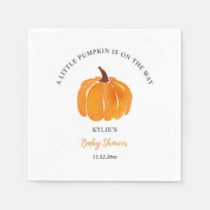 Watercolor Orange Pumpkin Baby Shower Napkin