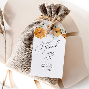 Watercolor orange pumpkin fall thank you tag