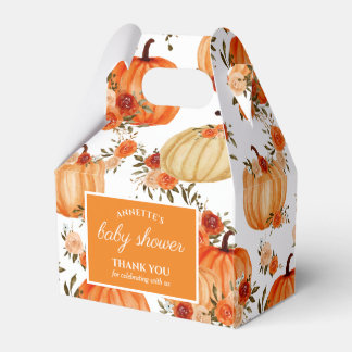 Watercolor Orange Pumpkin Floral Roses Pattern Favour Box