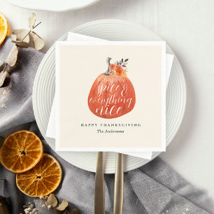 Watercolor Orange Pumpkin Thanksgiving Dinner Napkin