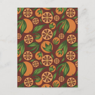 Watercolor Orange Red Fruit Pattern Postcard