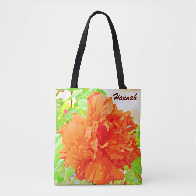 Watercolor Orange Shoe flower Spring Tote Bag (Front)