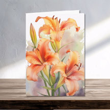 Watercolor Orange Spring Daylilies Daylily