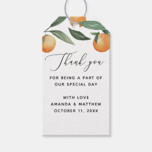 Watercolor Orange Thank You. Garden Citrus Wedding Gift Tags