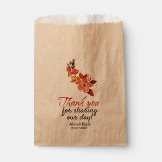 Watercolor Orange Yellow Red Floral Favour Bags