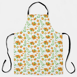 Watercolor Oranges and Orange Slices Pattern Apron