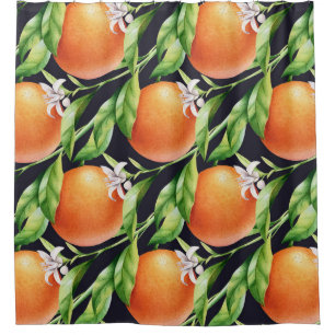 Watercolor Oranges: Citrus Seamless Pattern Shower Curtain