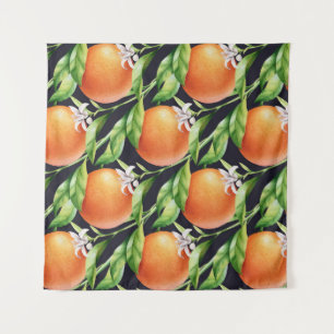 Watercolor Oranges: Citrus Seamless Pattern Tapestry