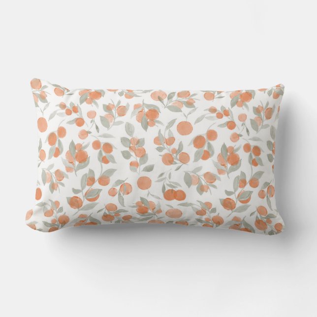 Watercolor Oranges Lumbar Cushion (Front)