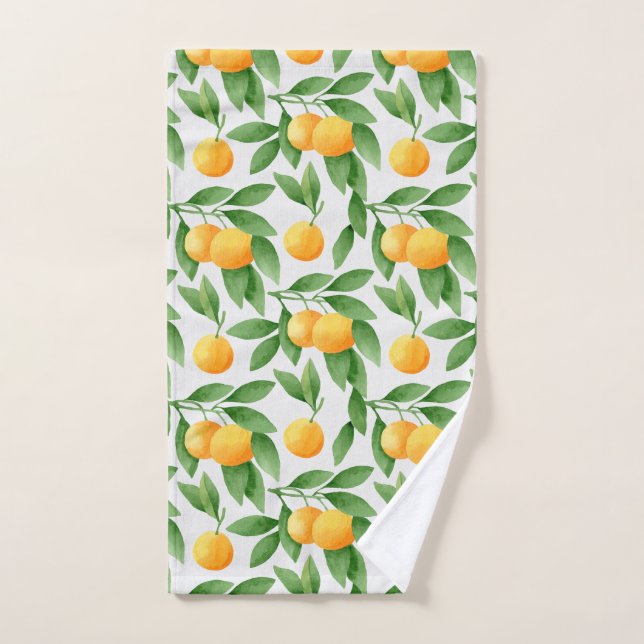 Watercolor oranges or tangerines pattern hand towel (Hand Towel)