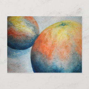 watercolor oranges postcard