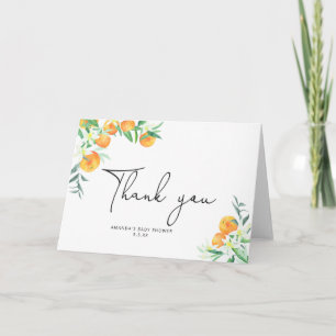 Watercolor oranges thank you card