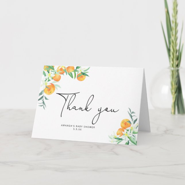 Watercolor oranges thank you card (Front)