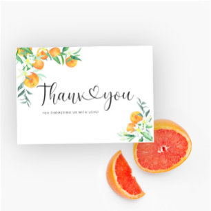 Watercolor oranges thank you card