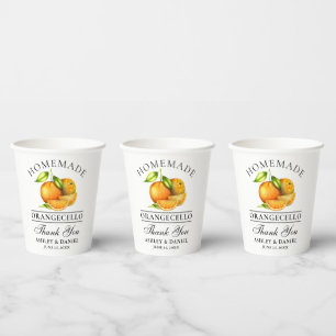 Watercolor Oranges Wedding Thank You Orangecello Paper Cups