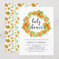 Watercolor Oranges Wreath Summer Baby Shower