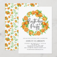 Watercolor Oranges Wreath Summer Birthday Party