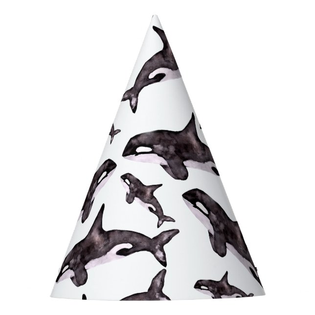 Watercolor Orca Party Hat (Front)
