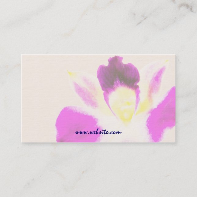 Watercolor Orchid Business Card Template (Front)