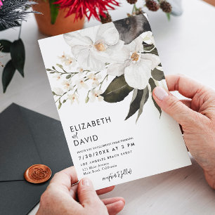 Watercolor Orchid Elegant Simple Minimal Wedding  Invitation