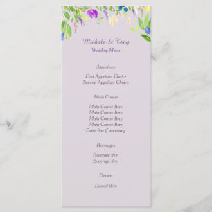 Watercolor Orchid Floral Wedding Menu